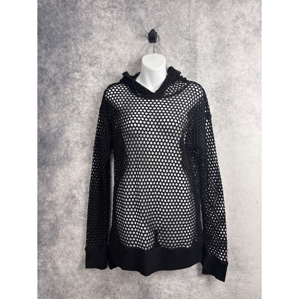 HOT TOPIC Women's Black Long Sleeve Fishnet Hoodie Size Juniors XL - Picture 3 of 7